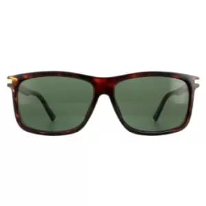 Rectangle Dark Havana Green Polarized Sunglasses
