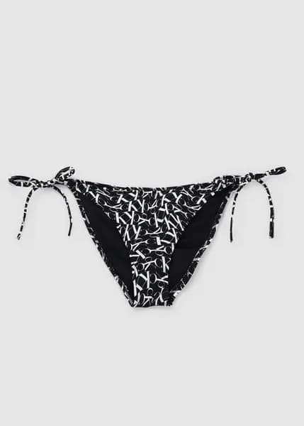 Calvin Klein Womens Warped Logo String Bikini Bottoms In Warped Monogram Black