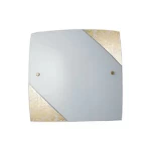 Fan Europe PARIS 3 Light Patterned Glass Flush Ceiling Light Gold 40x40cm