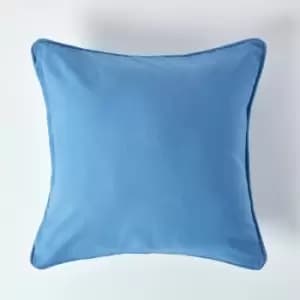 Cotton Plain Air Force Blue Cushion Cover, 30 x 30cm - Blue - Homescapes