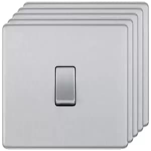 BG 10Ax Screwless Flat Plate Single Switch 2 Way 5 Pack - Brushed Steel
