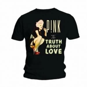 Pink Truth About Love Mens Black T Shirt: Large