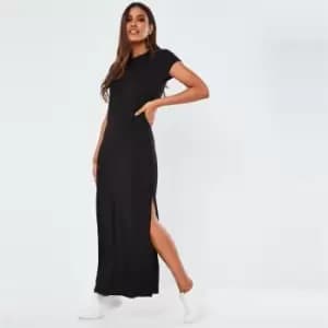 Missguided Tall Double Split T-Shirt Maxi Dress - Black