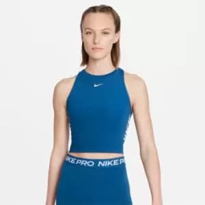 Nike Pro Dri-FIT Womens Cropped Graphic Tank - Blue
