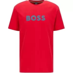 Boss Logo Print T-Shirt - Red
