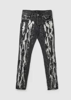 Purple Brand Mens Black Spill Bleach Paint Jeans In Black