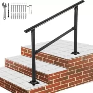 VEVOR Outdoor Stair Railing, Fits for 1-3 Steps Transitional Wrought Iron Handrail, Adjustable Exterior Stair Railing, Handrails for Concrete Steps wi