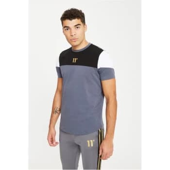 11 Degrees Panel T-Shirt - Anthrcte/Blk/Gd