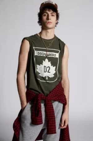 DSQUARED2 Men Short sleeve t-shirt Green Size L 88% Cotton 12% Viscose