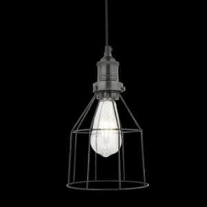 Industville Brooklyn Wire Cage Pendant - 6" - Pewter - Cone / Pewter