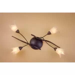 Florida ceiling lamp 4 bulbs E14, brown / Black oxidized