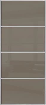 Wickes Sliding Wardrobe Door Silver Framed Four Panel Cappuccino Glass - 2220 x 610mm