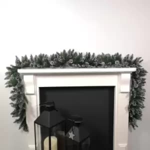 Premier Christmas Rocky Mountain Garland 2.7m Snow Flocked with Cones