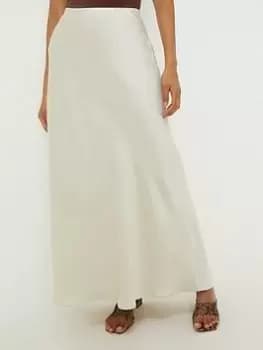Dorothy Perkins Satin Bias Midaxi Skirt - Champagne, Gold, Size 14, Women