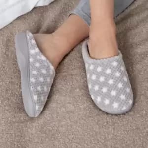 totes Isotoner Popcorn Ladies Mule Slippers Grey Stars