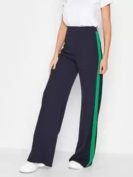 Long Tall Sally Stipe Wide Leg Trousers - Navy/Green, Blue, Size 18, Women