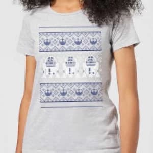 Star Wars R2-D2 Knit Womens Christmas T-Shirt - Grey - 3XL