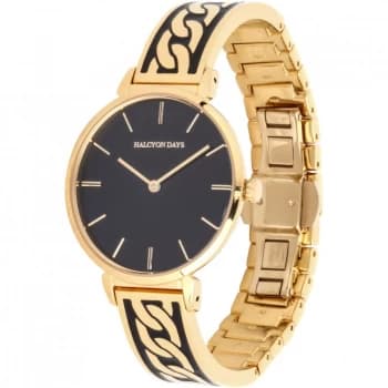 Curb Chain Black & Gold Bangle Watch