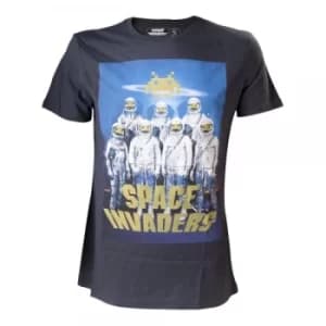 SPACE INVADERS Alien Astronauts Mens Medium T-Shirt, Charcoal Medium Dark Grey