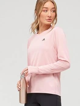 adidas Run Icons 3 Bar Long Sleeve Tee - Mauve, Mauve Size XL Women
