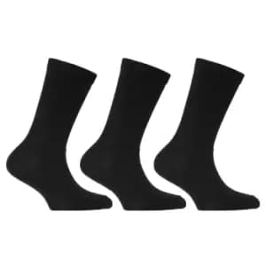 Childrens/Kids Plain Cotton Rich School Socks (Pack Of 3) (UK Shoe 12.5-3.5 , Euro 31-36 (Age: 8-12 years)) (Black)