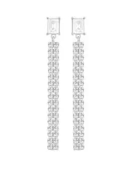 Lipsy Silver Baguette Diamante Drop Earrings