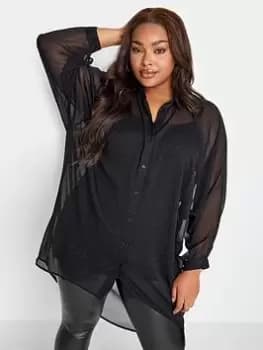 Yours Extreme Dip Back Stud Shirt - Black, Size 16, Women