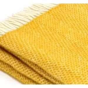 Textiles 100% Pure Wool Blanket Beehive Throw Design in Mustard Yellow Made in uk - Multi - Tweedmill