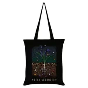 Grindstore Mystical Roots Stay Grounded Tote Bag (One Size) (Black/White/Green)