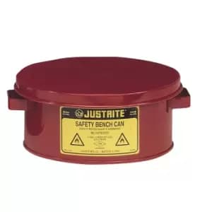 Bench Can without Parts Basket, 1 gallon, plated steel dasher, hinged cover, Steel, Red.