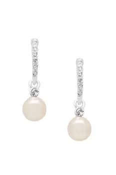 Silver Crystal Pearl Drop Earrings