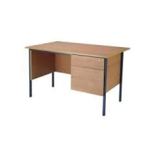 Serrion Bavarian Beech 1200mm Four Leg Desk with Three Drawer Pedestal