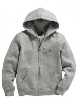 Ralph Lauren Boys Classic Zip Through Hoodie - Grey Marl, Size Age: 10-12 Years