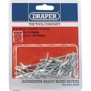 Draper Aluminium Pop Rivets 4mm 10mm Pack of 50