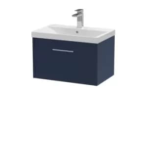 Hudson Reed Juno 600mm Wall Hung Single Drawer Vanity & Thin-Edge Basin - Electric Blue