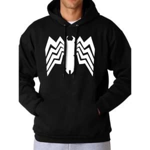 Spiderman Comics - Unisex Large Venom Logo Full-Length Hoodie (Black)