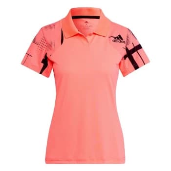 adidas Club Tennis Graphic Polo Shirt Womens - Acid Red / Black