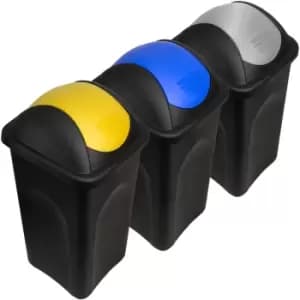 Dustbin 3Pcs Set Yellow/Blue/Silver Plastic 60L