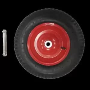 Replacement 15" x 3.4" Pneumatic Heavy Duty Garden Wheelbarrow Wheel & Axel In Red