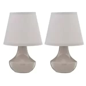 Premier Housewares Set of 2 Table Lamps in Grey Ceramic