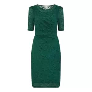 Yumi Green Ruched Lace Dress - Green