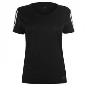 adidas Womens Run It 3-Stripes Graphic T-Shirt - Black/White