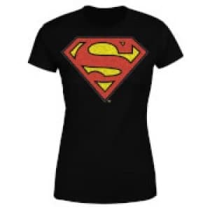 DC Originals Official Superman Crackle Logo Womens T-Shirt - Black