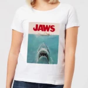Jaws Classic Poster Womens T-Shirt - White - 3XL