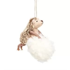 Hedgehog with Snowball Felt Decoration