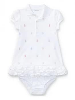 Ralph Lauren Baby Girls Pony Printed Polo Dress - White
