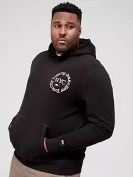 Tommy Jeans Big & Tall Timeless Circle Logo Overhead Hoodie - Black, Size 5XL, Men