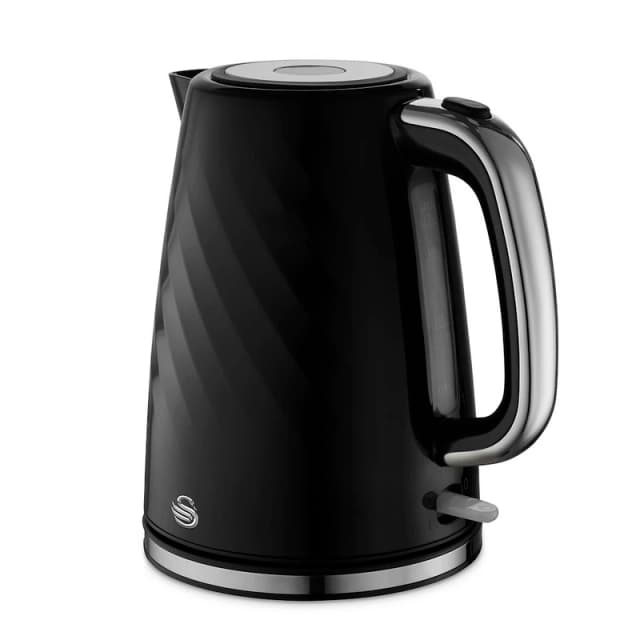 Swan SK14611BLK Windsor Textured Kettle in Black 1 7L 3kW Rapid Boil