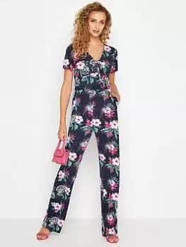 Long Tall Sally Long Tall Sally Tropical Floral Jumpsuit, Navy, Size 12, Women