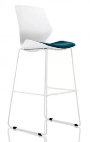 Florence White Frame High Stool in Maringa Teal